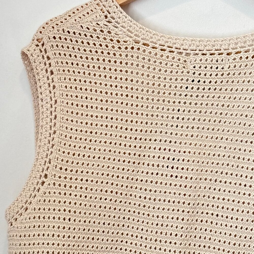 Sincerely Jules Crochet Open Knit Sleeveless Top Button SZ Large Beach Boho NEW - Picture 14 of 16